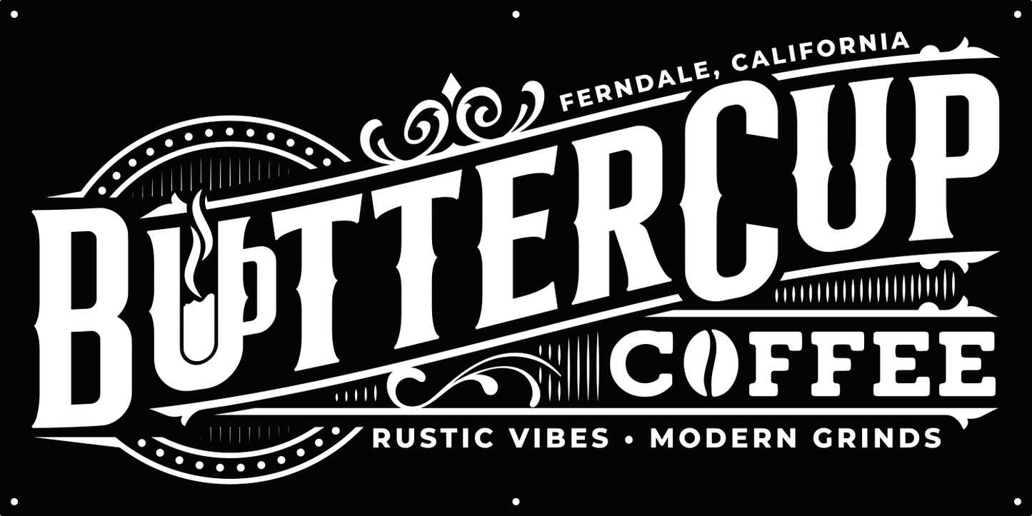 Custom steel logo sign, Buttercup Coffee, QTY 2, 36" x 72"