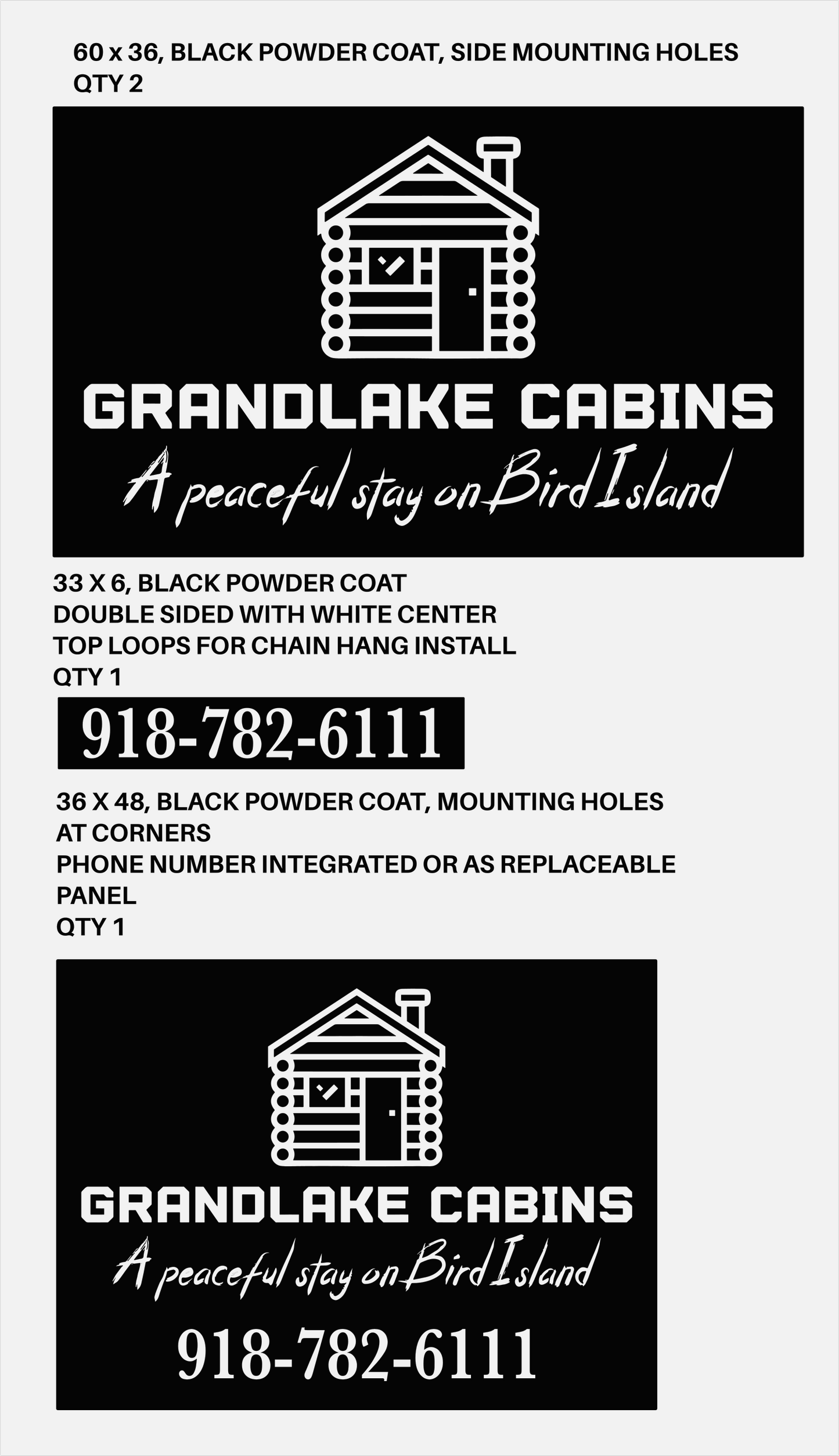 BALANCE, Custom metal signs, Grandlake Cabins