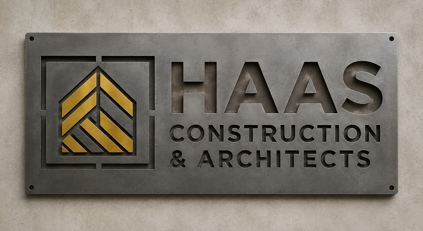 HAAS CONSTRUCTION Custom Steel Sign with logo