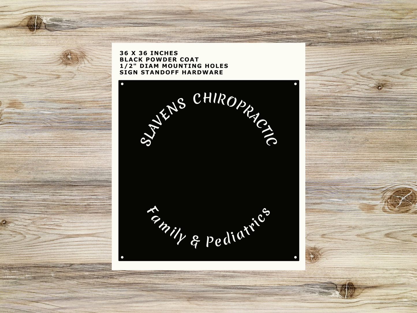 Slavens Chiropractic, custom metal sign