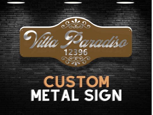 Custom metal sign, Villa Paradiso