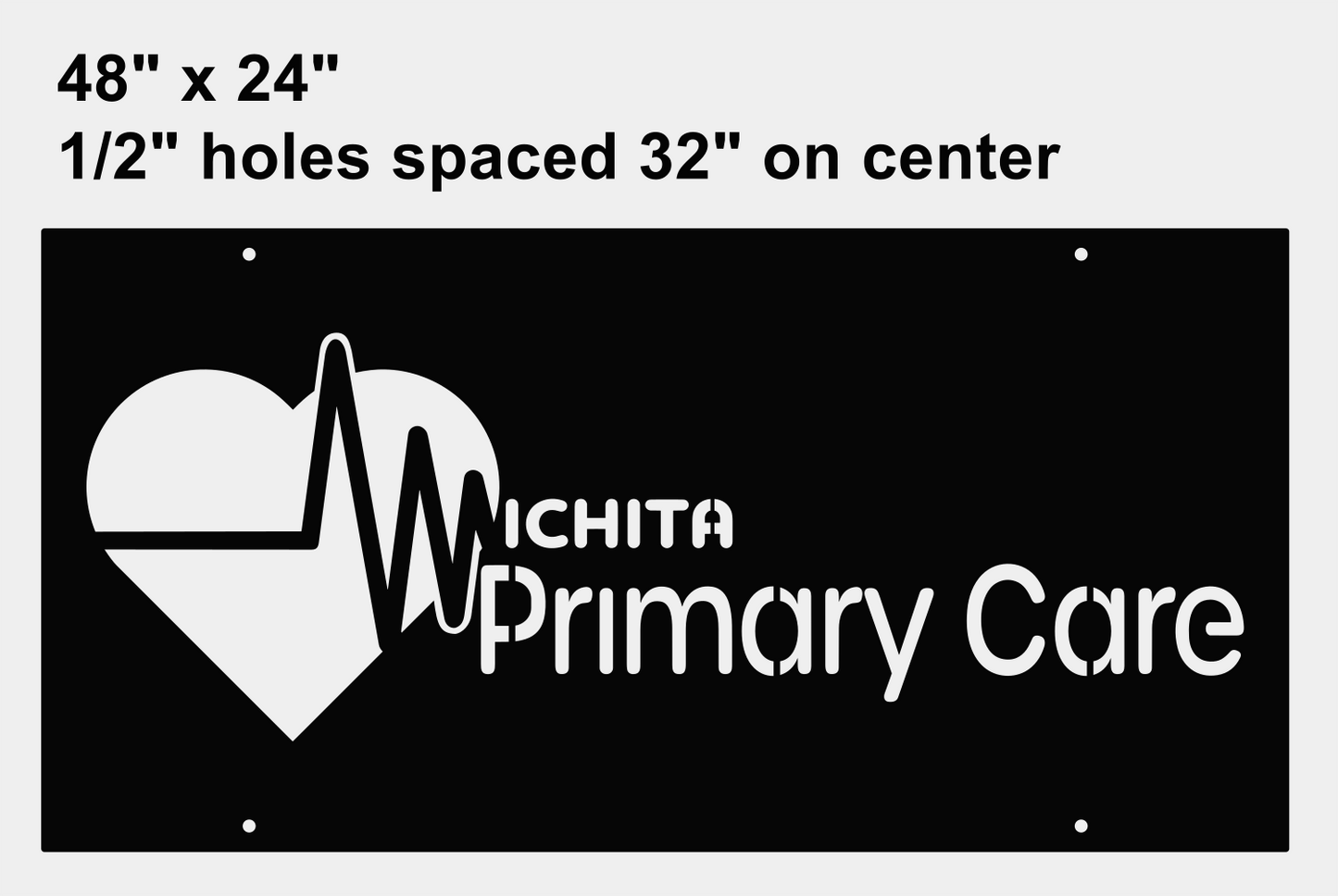 Wichita Primary Custom Metal Logo Sign with steel backer