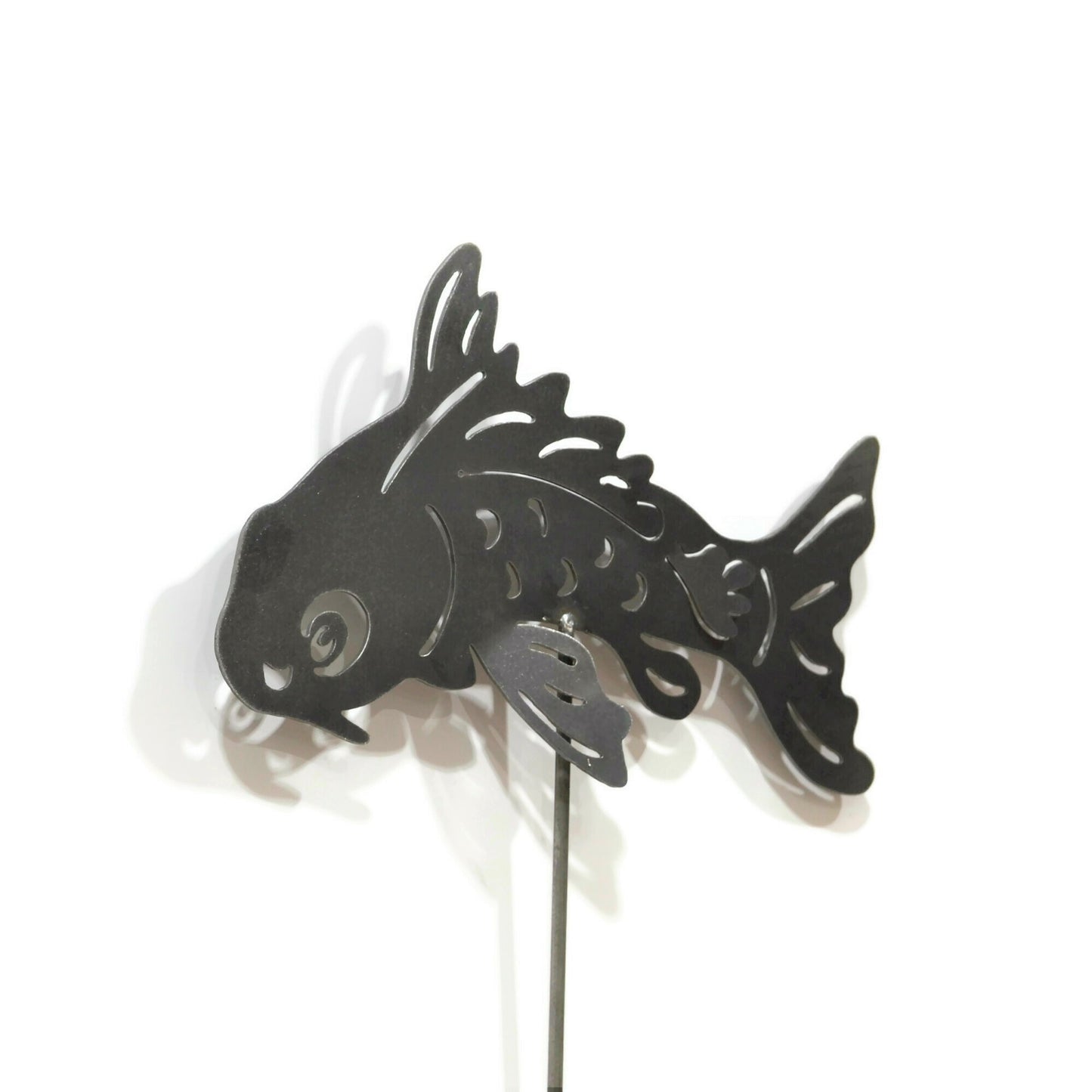 Koi Fish Rust Metal Garden Decor Yard Stake Art Gift for Gardeners