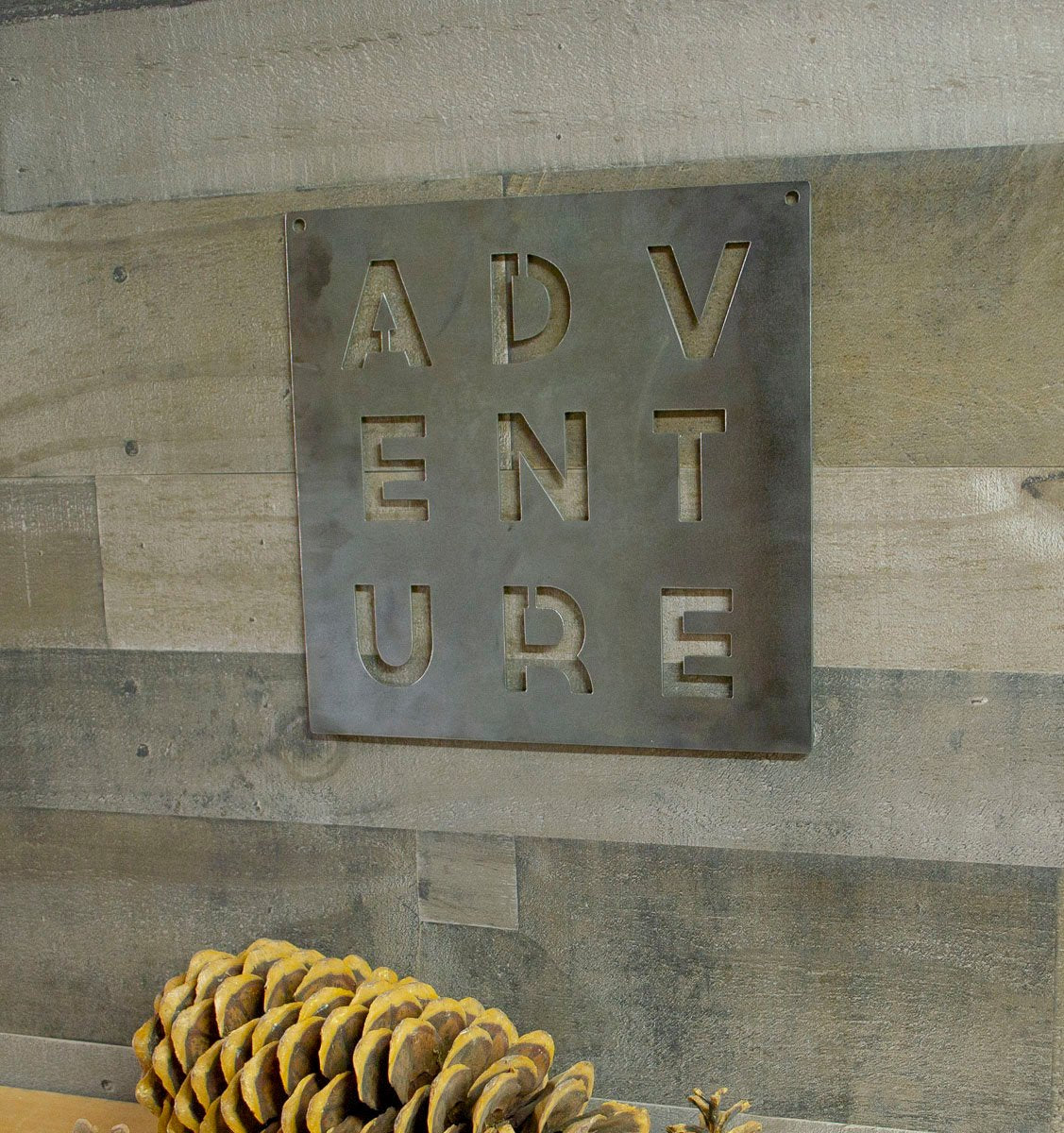 Adventure Metal Sign, Steel Wall Plaque, Cabin Decor