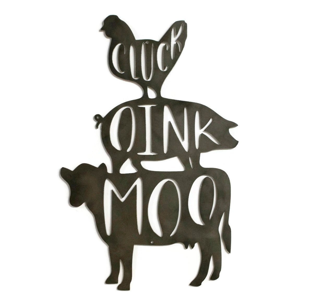 Chicken, Pig, Cow Metal Farmhouse Sign, Modern Farmhouse Decor, Steel Wall Decor