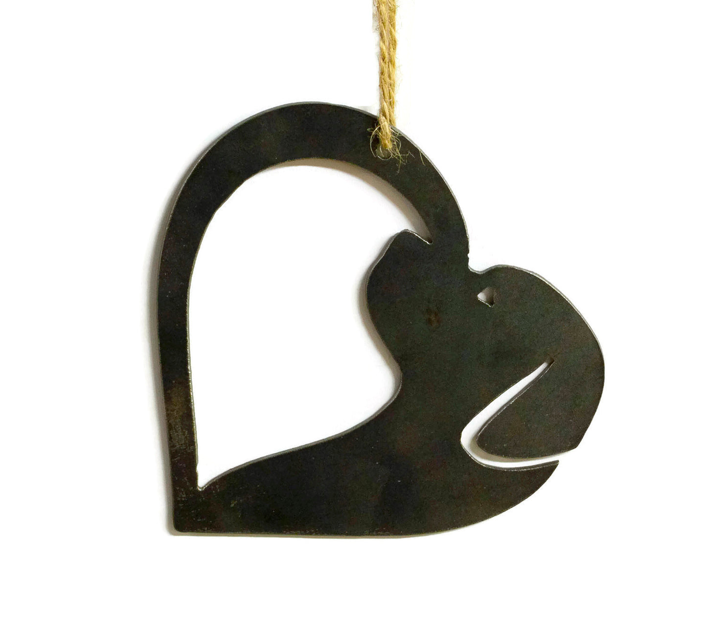 Dog Heart Metal Christmas Ornament Tree Stocking Stuffer Party Favor Holiday Decoration Raw Steel Gift Recycled Nature Home Decor