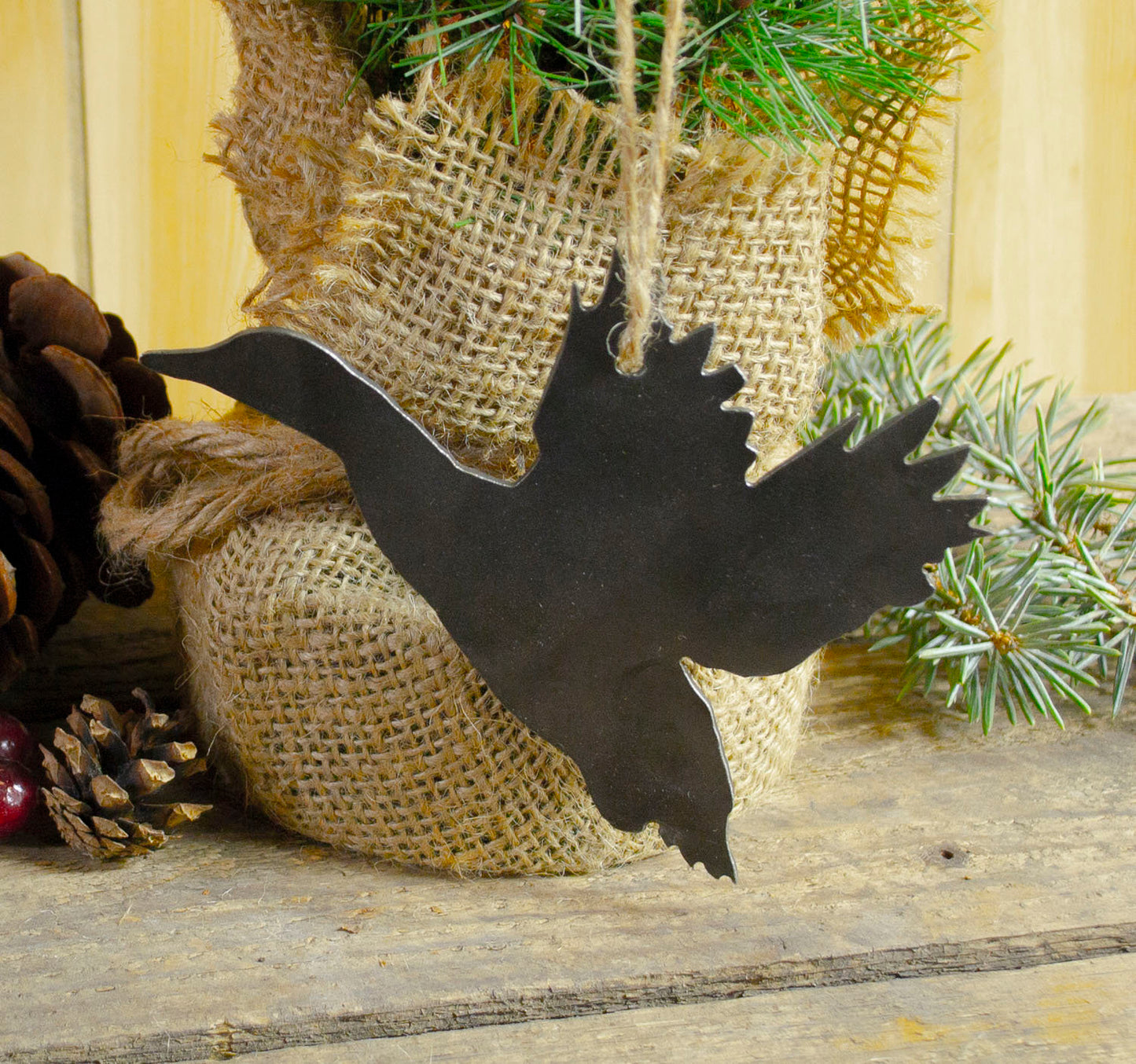 Goose Bird Metal Christmas Tree Ornament Holiday Decoration Raw Steel Gift Recycled Nature Home Decor