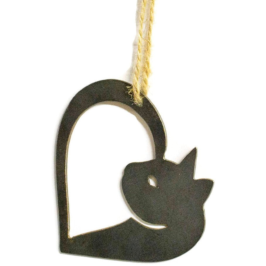 Cat Heart Metal Christmas Ornament Tree Stocking Stuffer Party Favor Holiday Decoration Raw Steel Gift Recycled Nature Home Decor