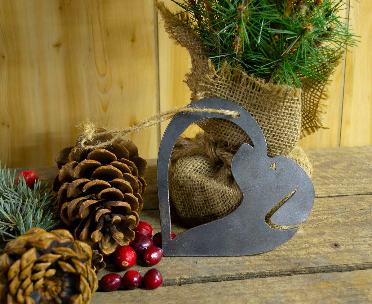 Dog Heart Metal Christmas Ornament Tree Stocking Stuffer Party Favor Holiday Decoration Raw Steel Gift Recycled Nature Home Decor
