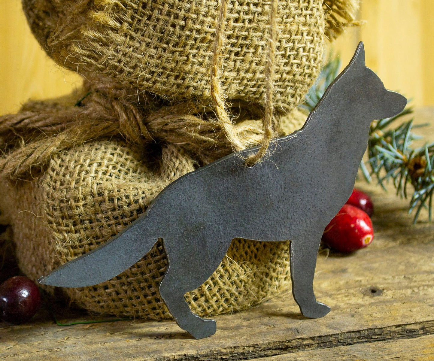 German Shepherd Dog Metal Christmas Ornament Tree Stocking Stuffer Party Favor Holiday Decoration Raw Steel Gift Recycled Nature Home Decor