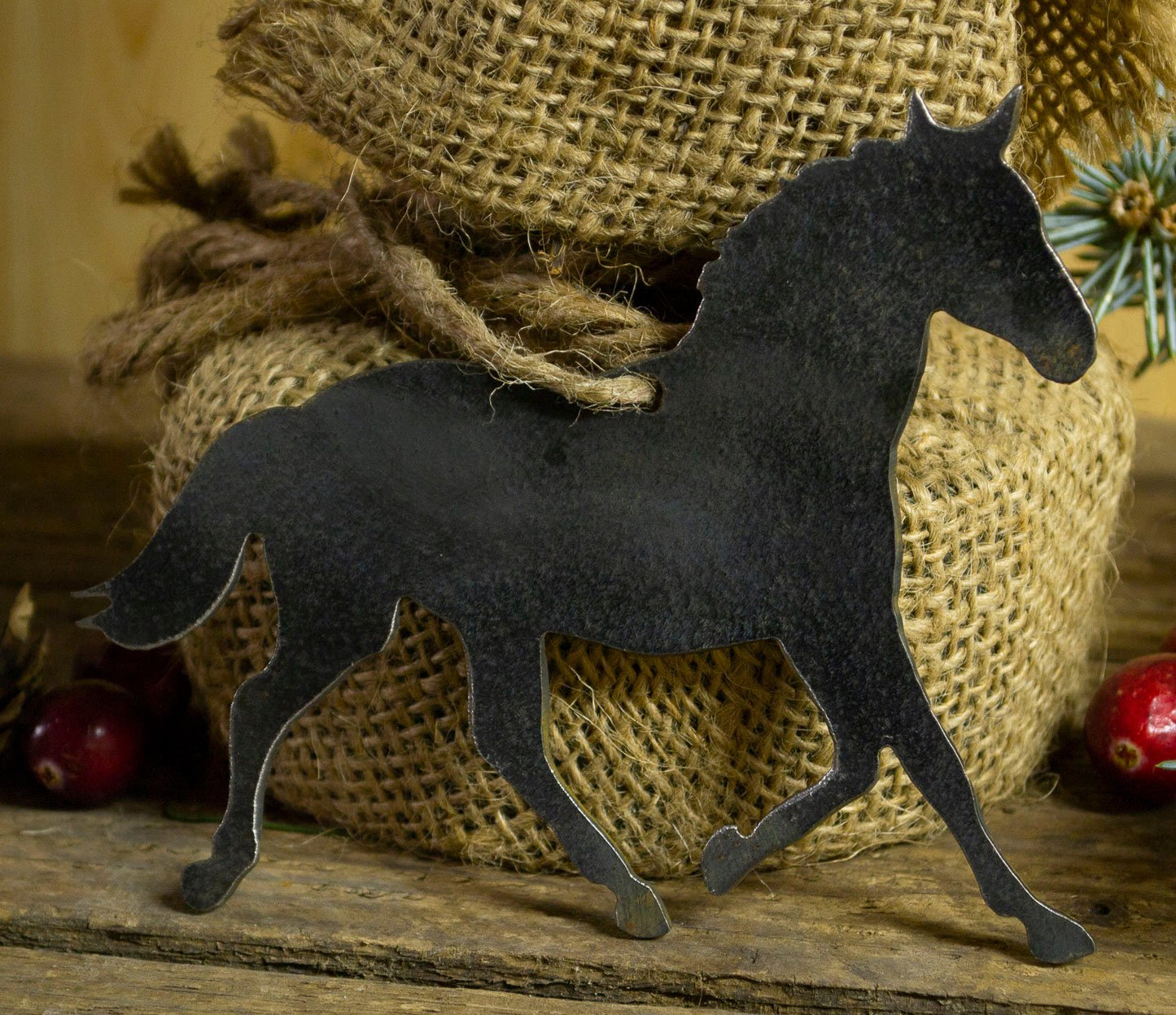 Horse Equestrian Metal Christmas Ornament Tree Stocking Stuffer Party Favor Holiday Decoration Raw Steel Gift Recycled Nature Home Decor