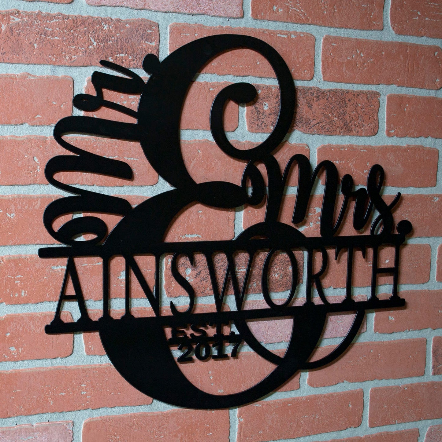 Mr. and Mrs. Last Name Sign, Established Sign, Metal Family Sign, Metal Wedding Gift, Anniversary Gift, Personalized Metal Sign