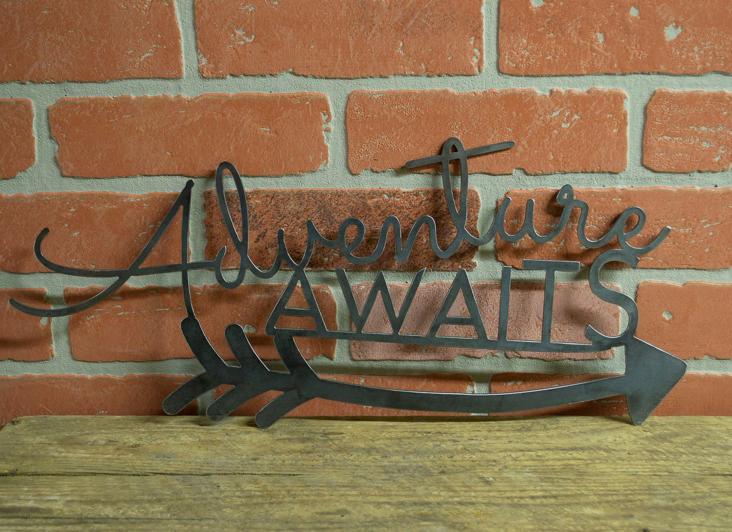 Adventure Awaits Metal Sign, Industrial Decor, Cabin Decoration, Iron Wall Art