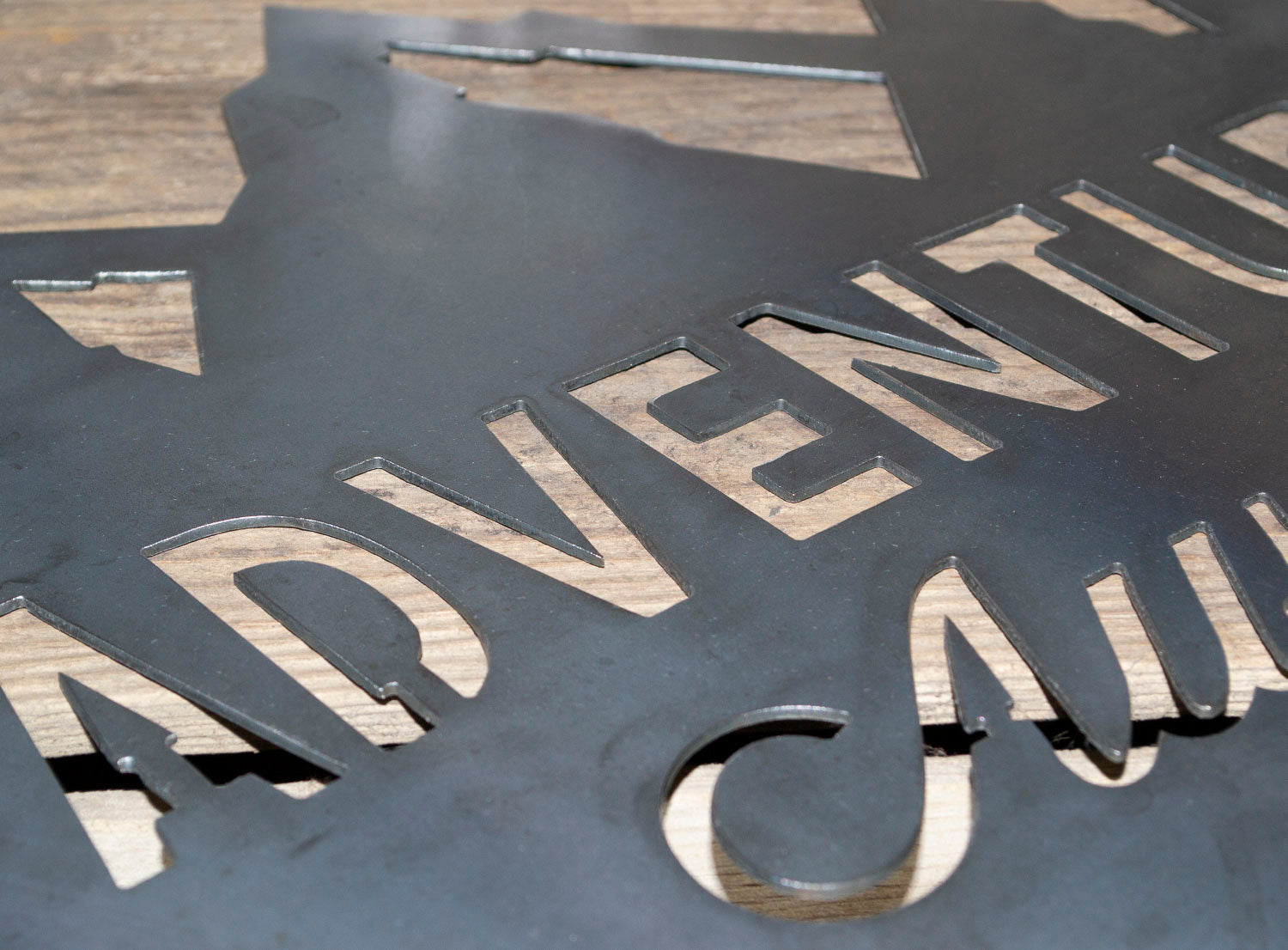 Adventure Awaits Round Metal Sign, Industrial, Farmhouse Decor, Cabin Wall Art,