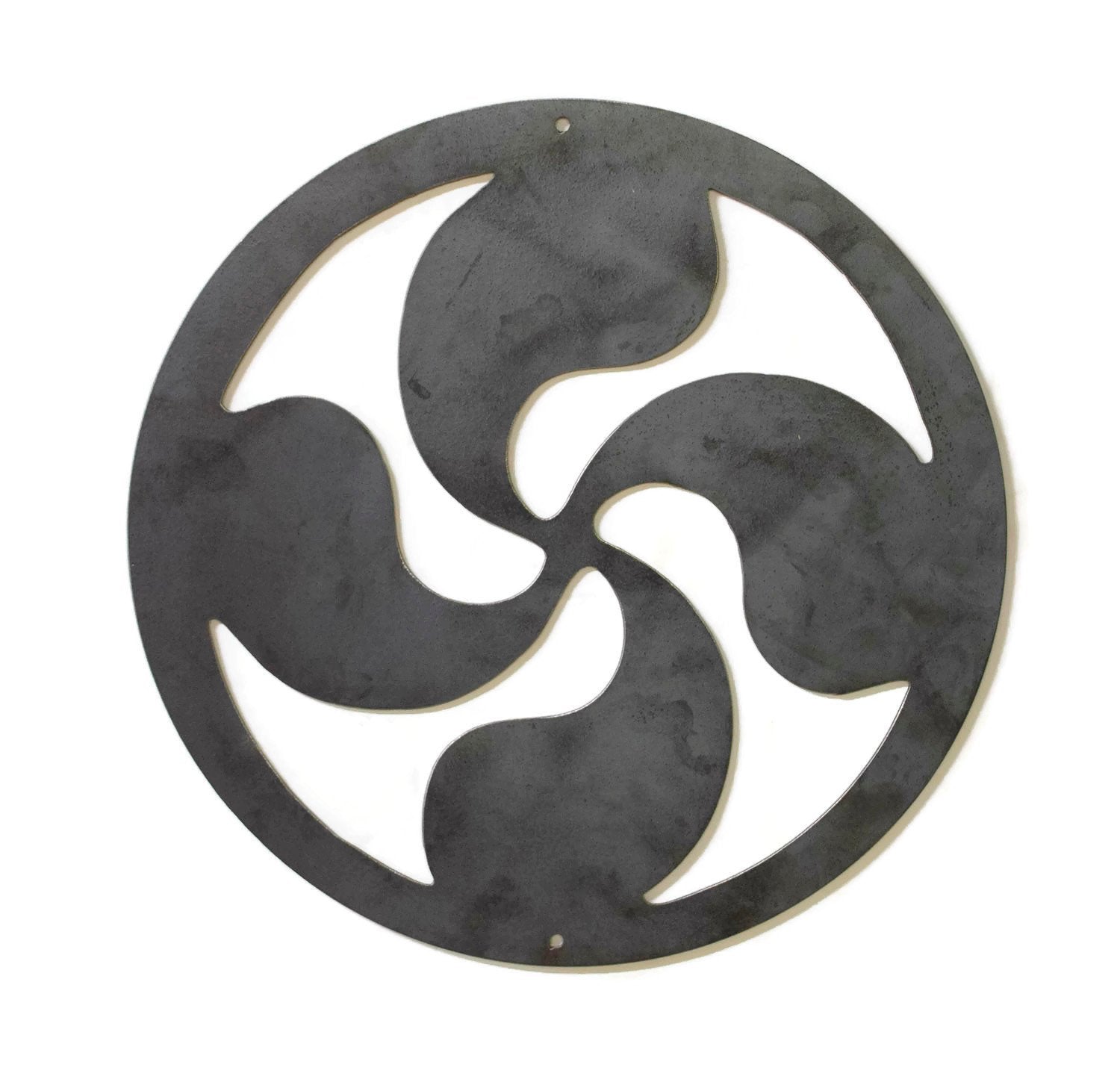 Basque Cross, Lauburu, Symbol Metal Wall Art, Steel Wall Hanging, Modern Industrial, Raw, Rustic Home Decor