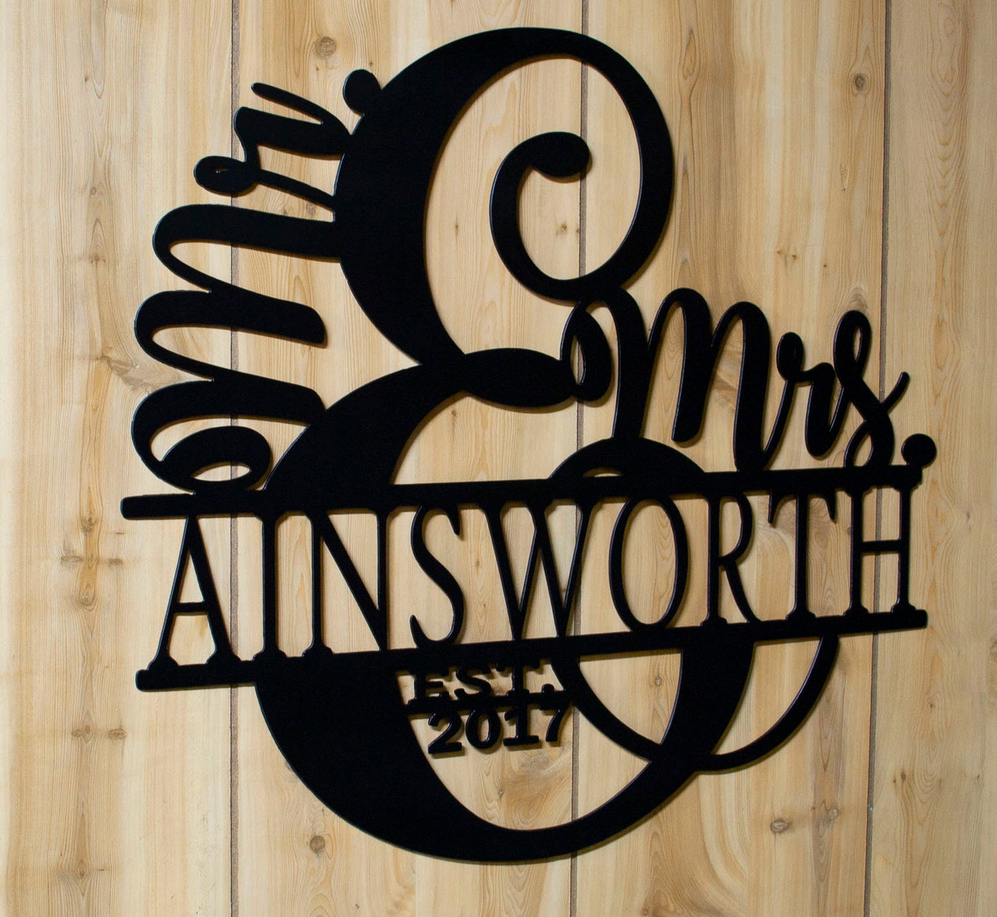Mr. and Mrs. Last Name Sign, Established Sign, Metal Family Sign, Metal Wedding Gift, Anniversary Gift, Personalized Metal Sign