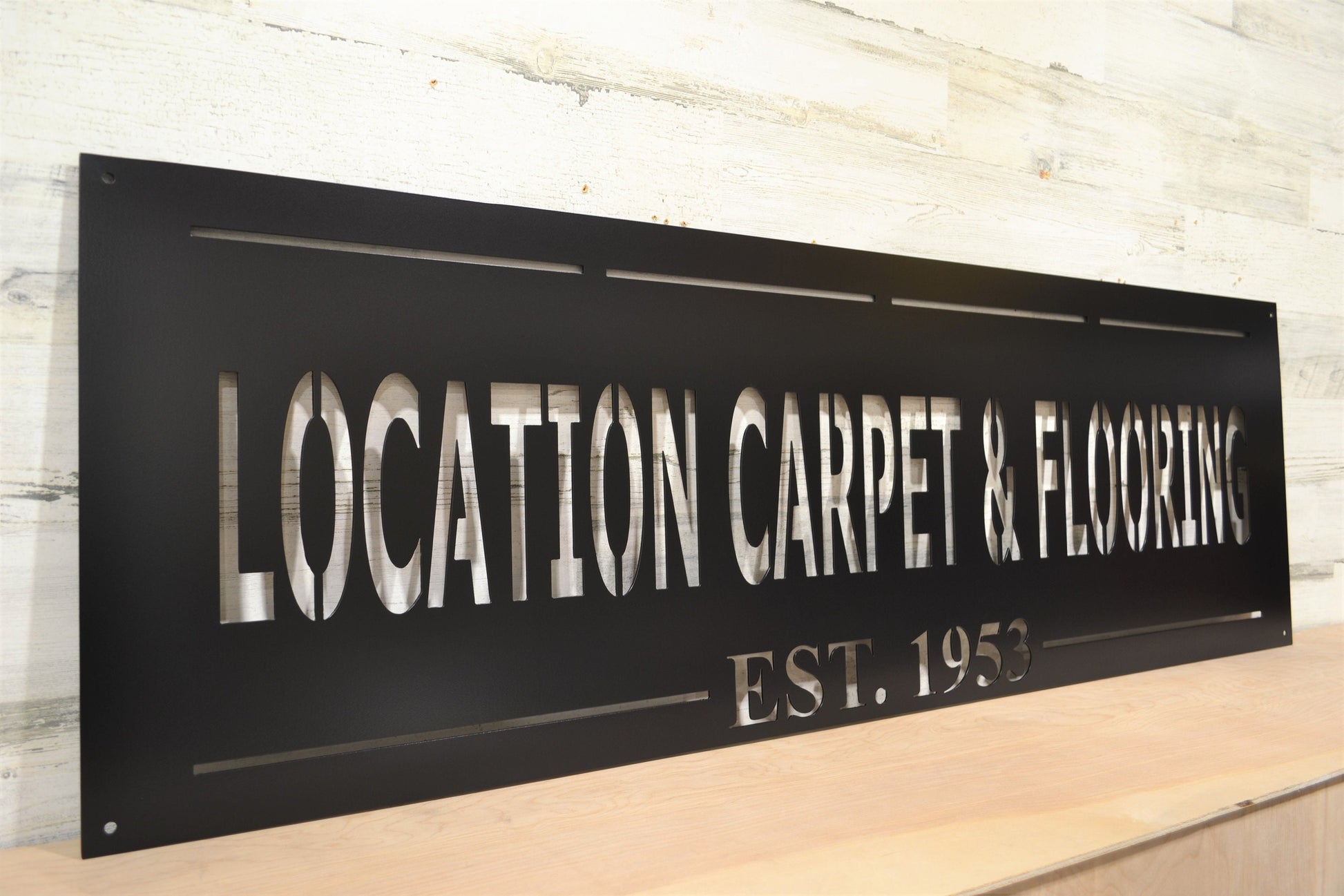 Custom steel sign for Terese, business sign, 16 x 50, black powder coat