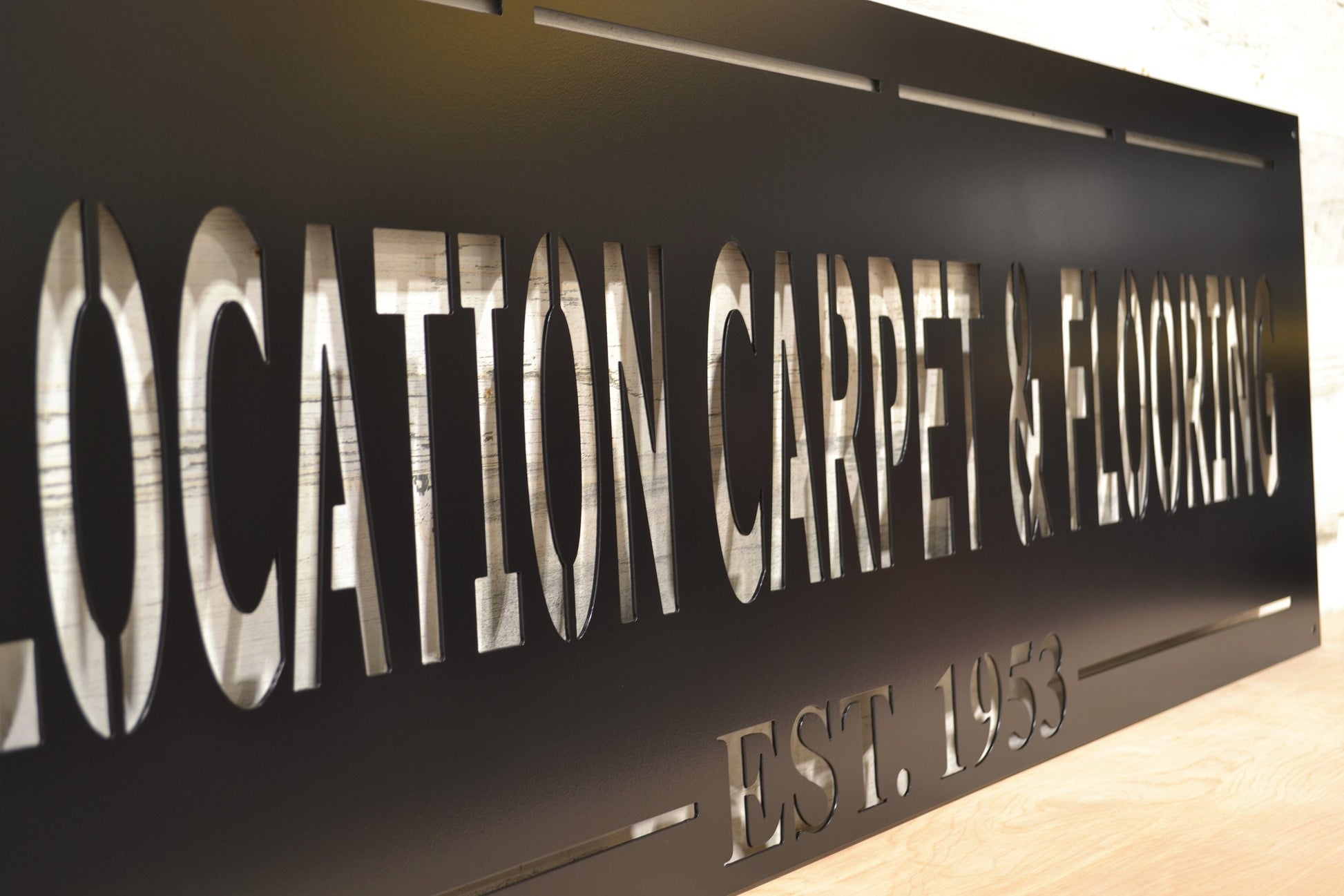 Custom steel sign for Terese, business sign, 16 x 50, black powder coat