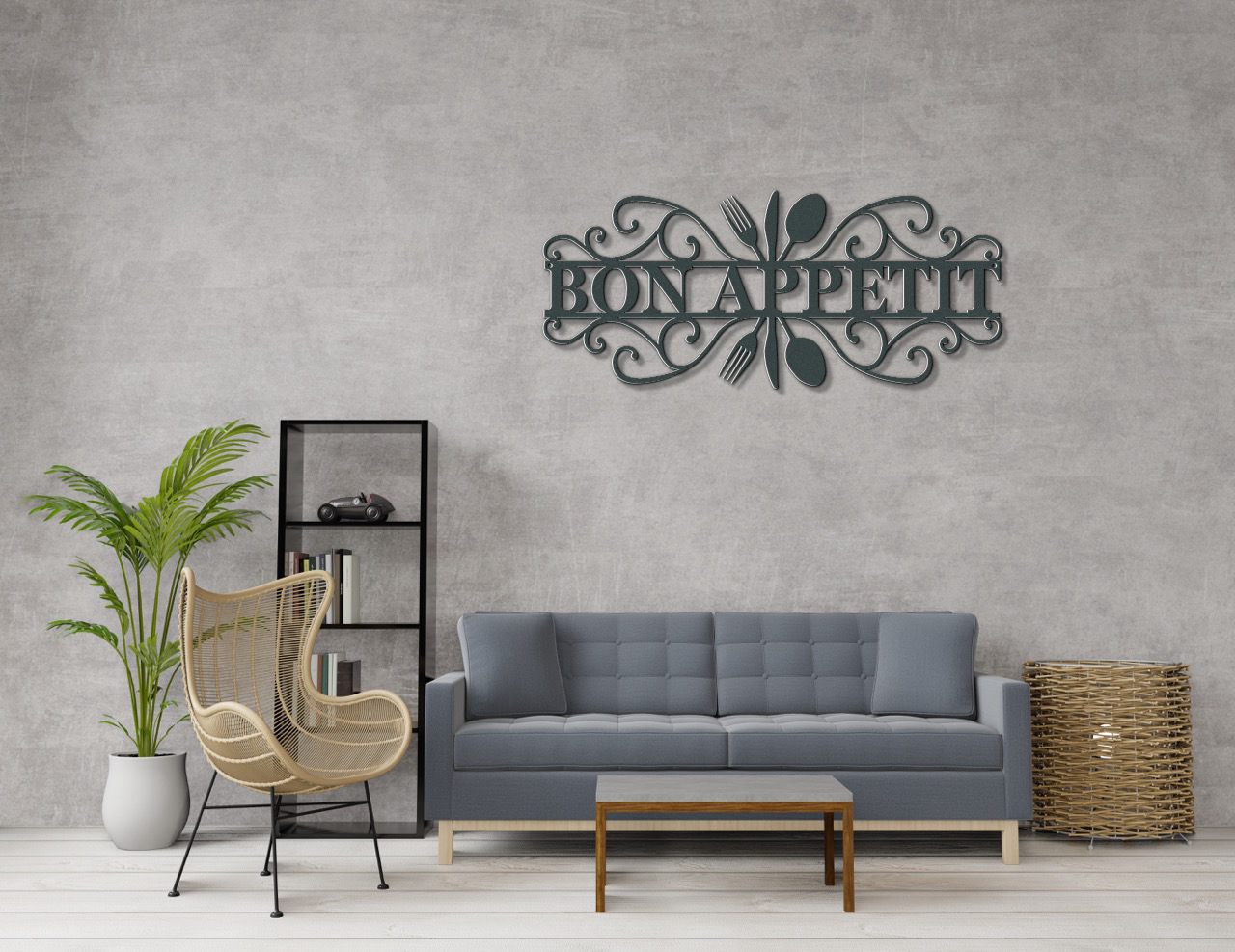 Bon Appetit Modern Metal Wall Sign for Kitchen |  Steel Home Decor | Powder Coated Wall Art for Dining Room or Kitchen Space