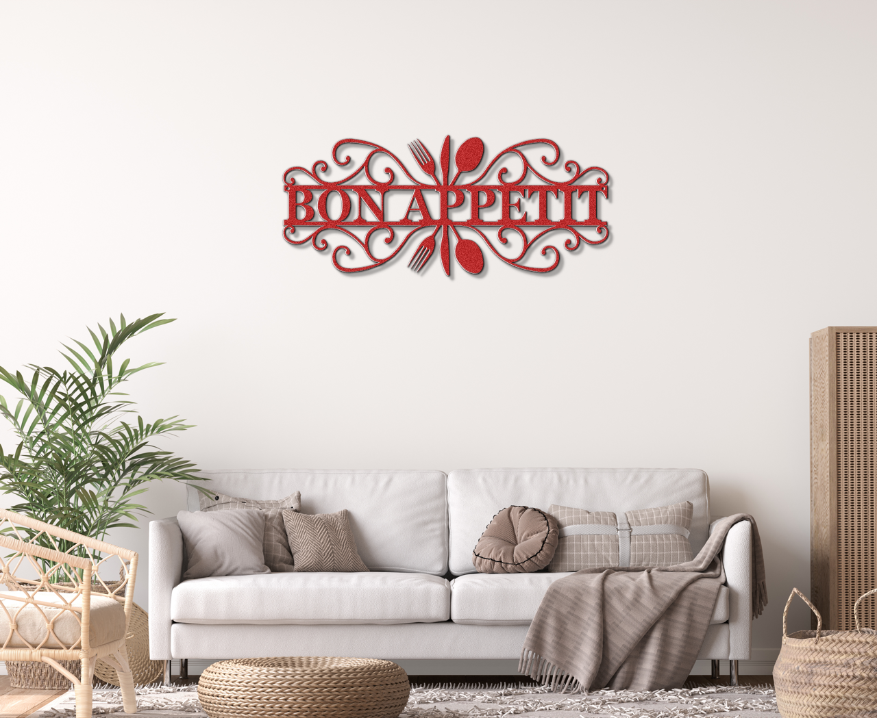 Bon Appetit Modern Metal Wall Sign for Kitchen |  Steel Home Decor | Powder Coated Wall Art for Dining Room or Kitchen Space