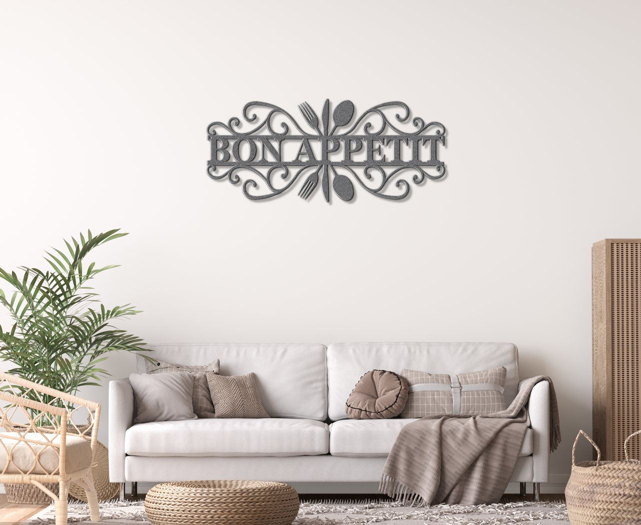 Bon Appetit Modern Metal Wall Sign for Kitchen |  Steel Home Decor | Powder Coated Wall Art for Dining Room or Kitchen Space