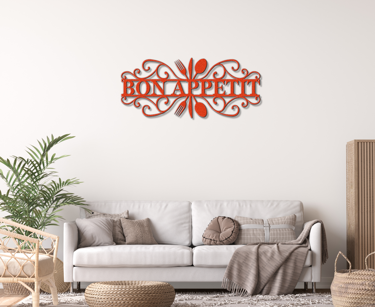 Bon Appetit Modern Metal Wall Sign for Kitchen |  Steel Home Decor | Powder Coated Wall Art for Dining Room or Kitchen Space