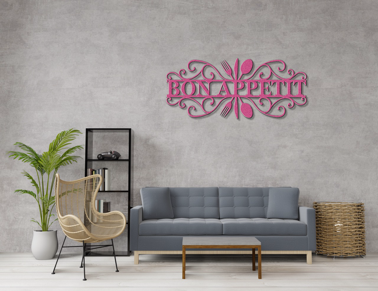 Bon Appetit Modern Metal Wall Sign for Kitchen |  Steel Home Decor | Powder Coated Wall Art for Dining Room or Kitchen Space
