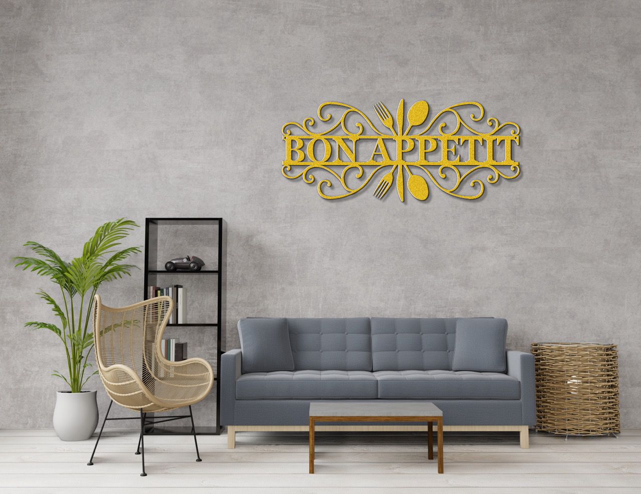 Bon Appetit Modern Metal Wall Sign for Kitchen |  Steel Home Decor | Powder Coated Wall Art for Dining Room or Kitchen Space