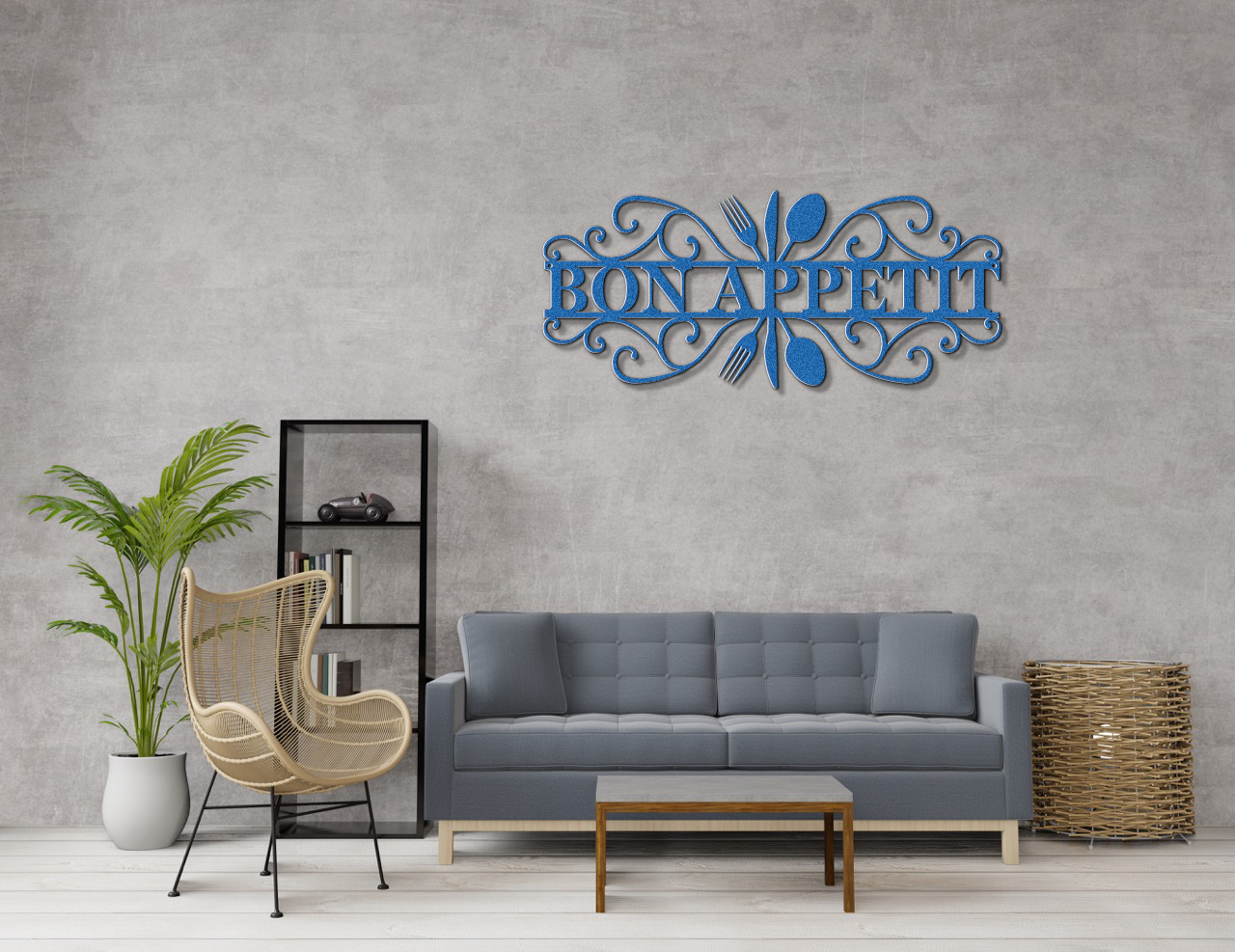 Bon Appetit Modern Metal Wall Sign for Kitchen |  Steel Home Decor | Powder Coated Wall Art for Dining Room or Kitchen Space