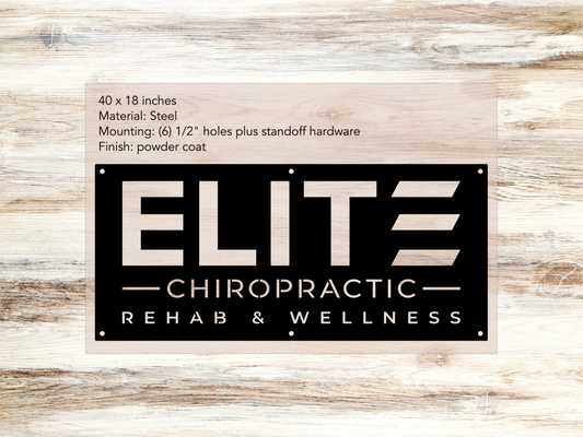 Elite Chiropractic, custom steel sign, business signs