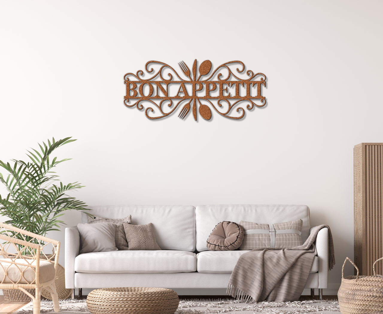 Bon Appetit Modern Metal Wall Sign for Kitchen |  Steel Home Decor | Powder Coated Wall Art for Dining Room or Kitchen Space