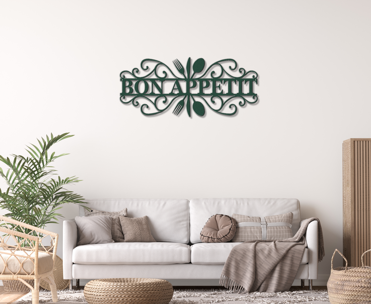 Bon Appetit Modern Metal Wall Sign for Kitchen |  Steel Home Decor | Powder Coated Wall Art for Dining Room or Kitchen Space