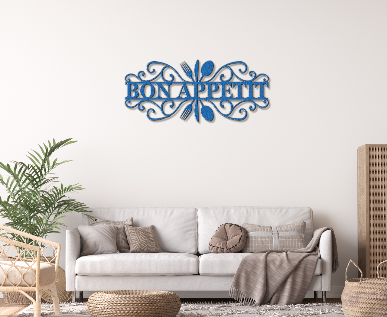 Bon Appetit Modern Metal Wall Sign for Kitchen |  Steel Home Decor | Powder Coated Wall Art for Dining Room or Kitchen Space