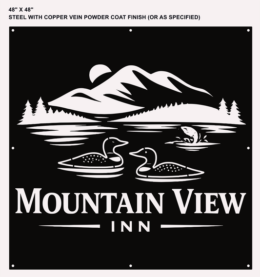 Custom Metal Sign, Mountain View Inn, QTY 2