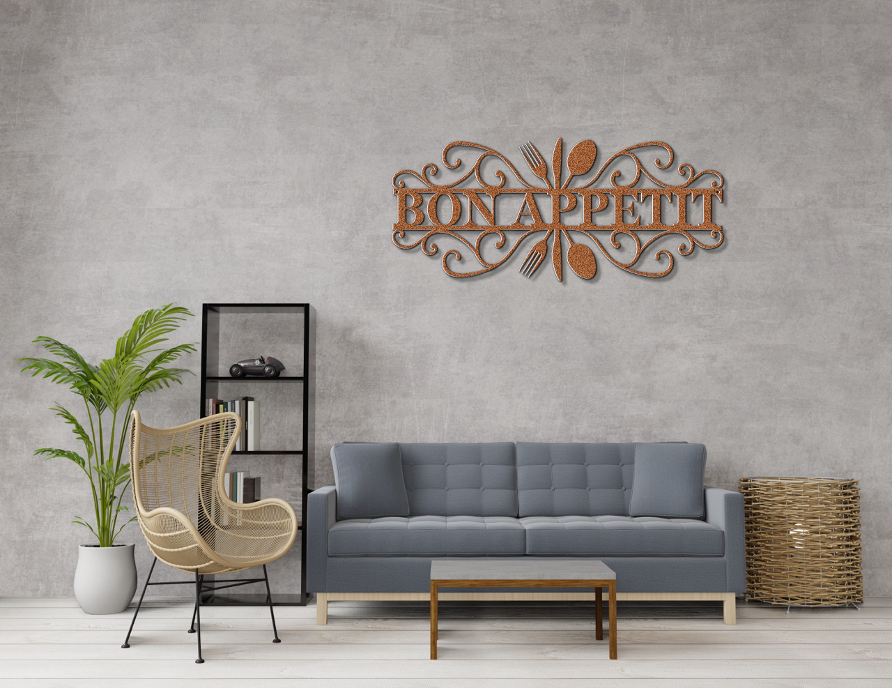 Bon Appetit Modern Metal Wall Sign for Kitchen |  Steel Home Decor | Powder Coated Wall Art for Dining Room or Kitchen Space