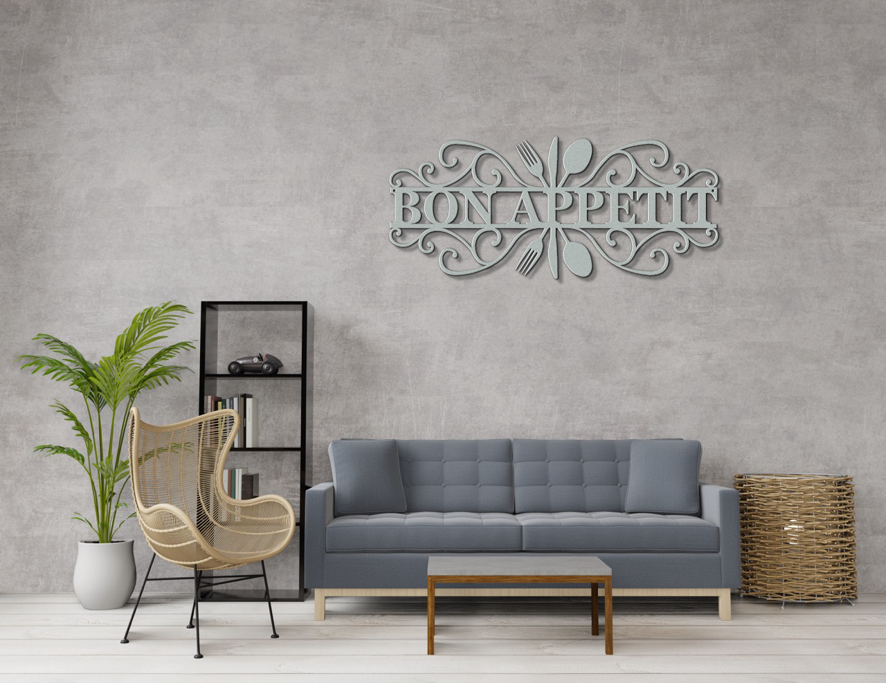 Bon Appetit Modern Metal Wall Sign for Kitchen |  Steel Home Decor | Powder Coated Wall Art for Dining Room or Kitchen Space