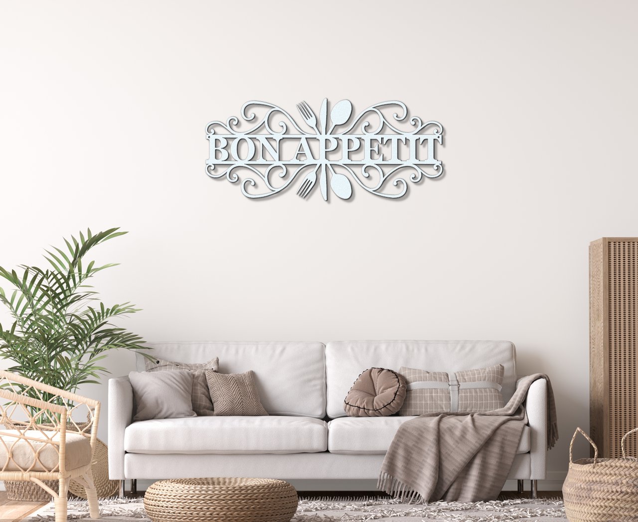 Bon Appetit Modern Metal Wall Sign for Kitchen |  Steel Home Decor | Powder Coated Wall Art for Dining Room or Kitchen Space