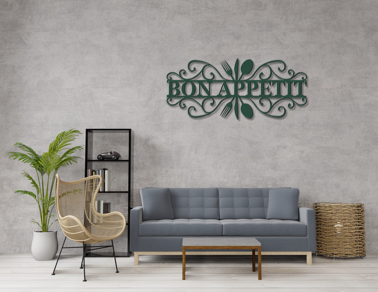 Bon Appetit Modern Metal Wall Sign for Kitchen |  Steel Home Decor | Powder Coated Wall Art for Dining Room or Kitchen Space