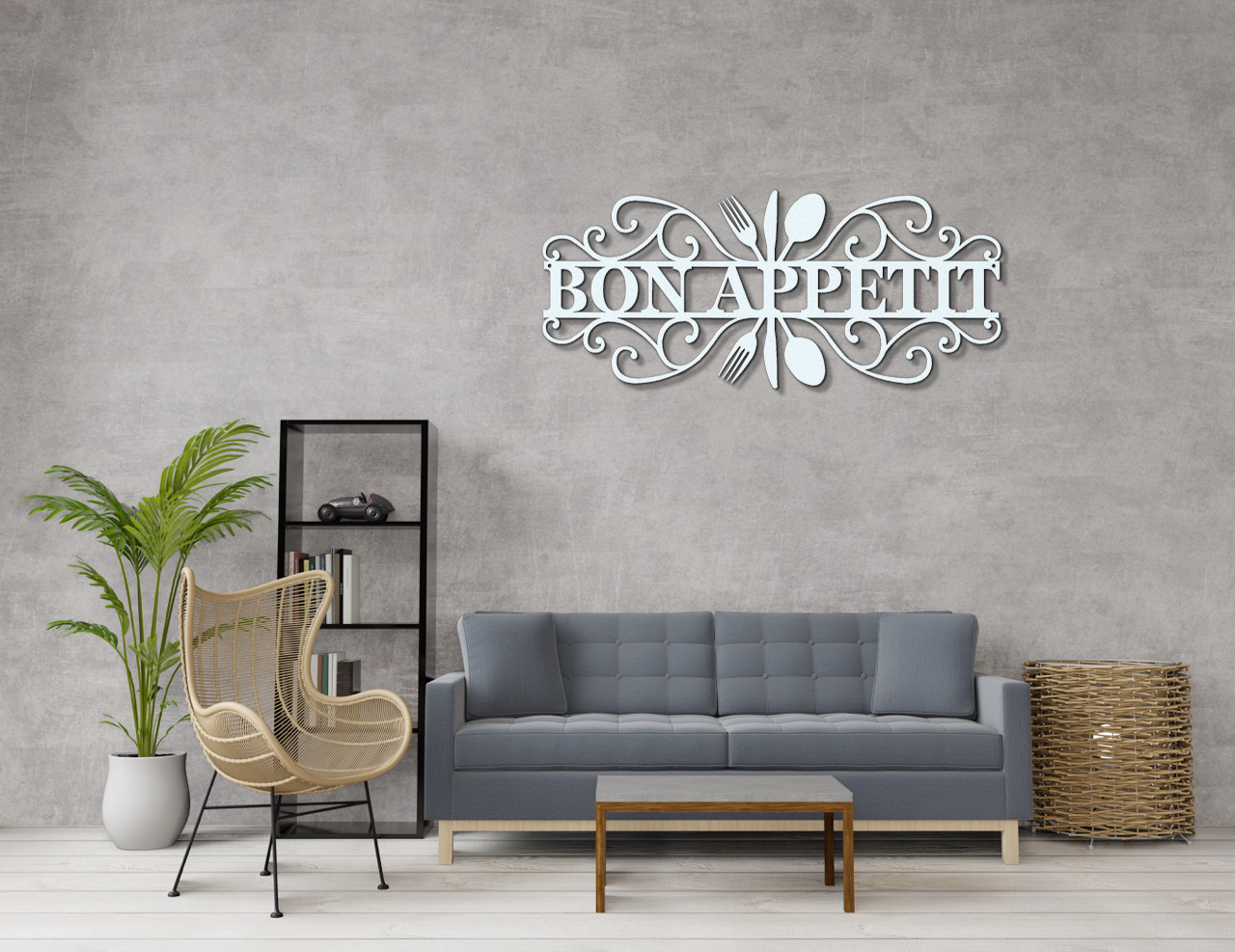 Bon Appetit Modern Metal Wall Sign for Kitchen |  Steel Home Decor | Powder Coated Wall Art for Dining Room or Kitchen Space