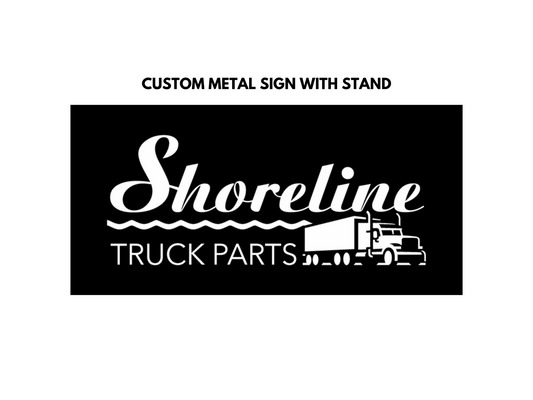 Custom metal sign with stand, Shoreline