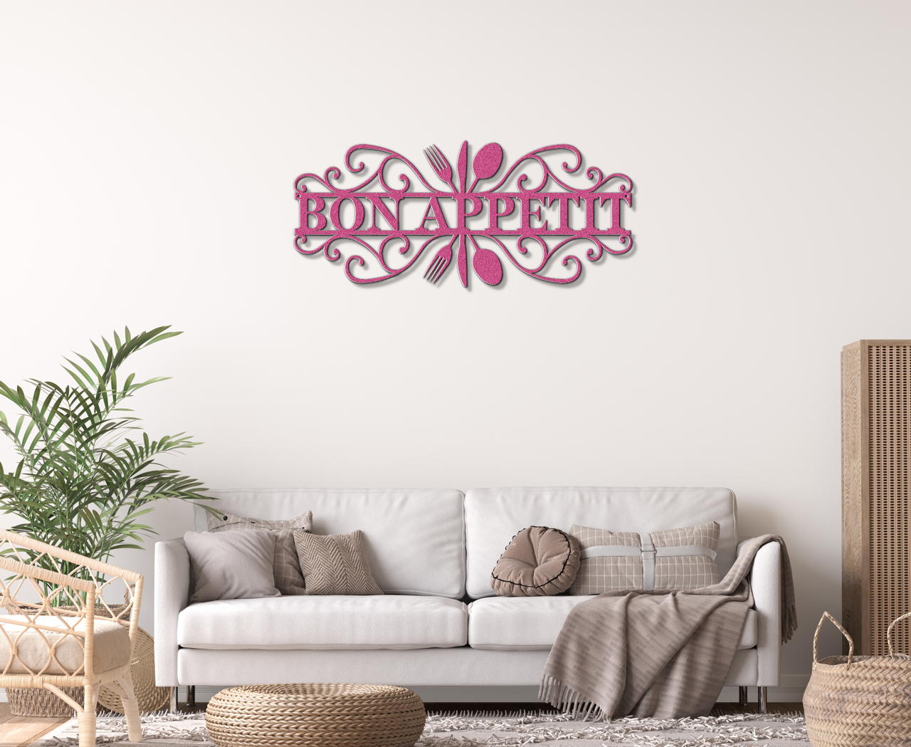 Bon Appetit Modern Metal Wall Sign for Kitchen |  Steel Home Decor | Powder Coated Wall Art for Dining Room or Kitchen Space