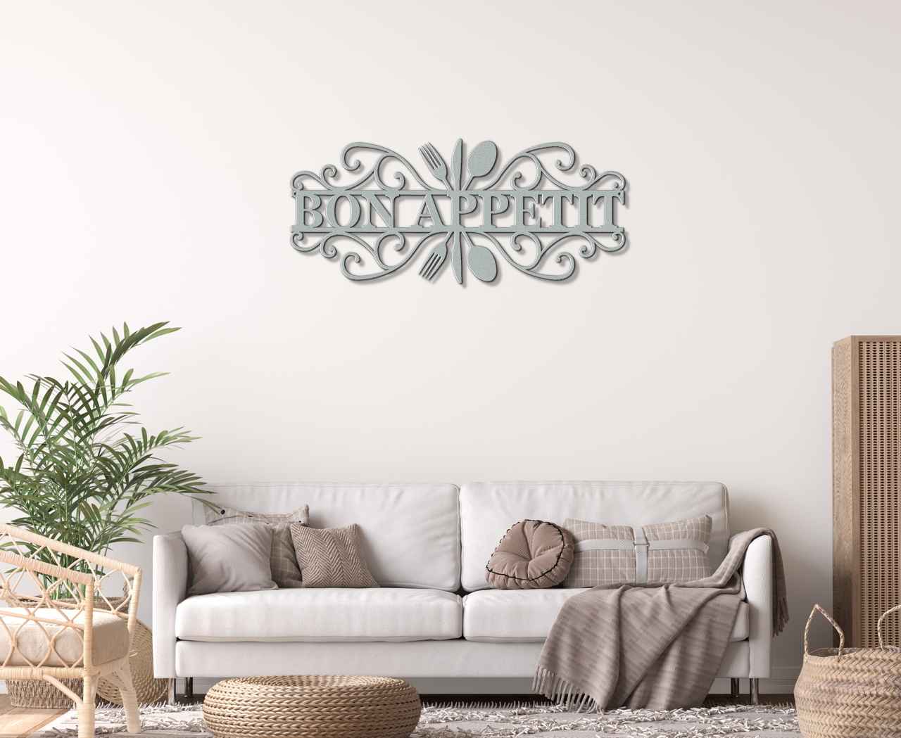 Bon Appetit Modern Metal Wall Sign for Kitchen |  Steel Home Decor | Powder Coated Wall Art for Dining Room or Kitchen Space