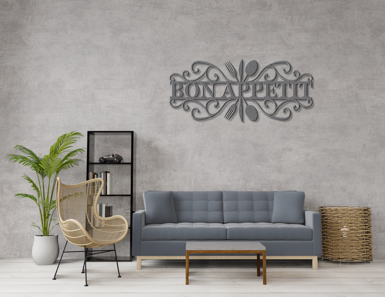 Bon Appetit Modern Metal Wall Sign for Kitchen |  Steel Home Decor | Powder Coated Wall Art for Dining Room or Kitchen Space