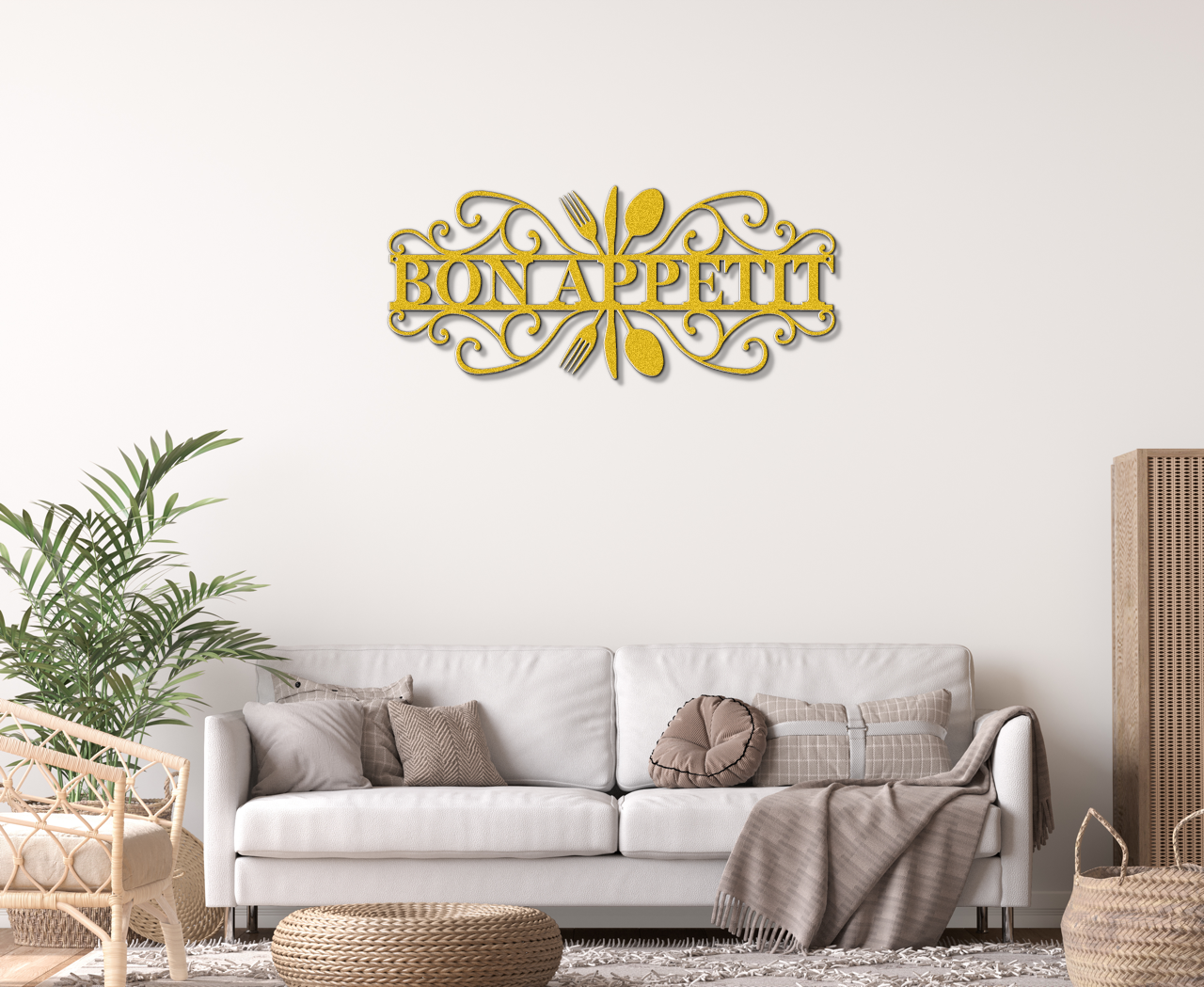 Bon Appetit Modern Metal Wall Sign for Kitchen |  Steel Home Decor | Powder Coated Wall Art for Dining Room or Kitchen Space
