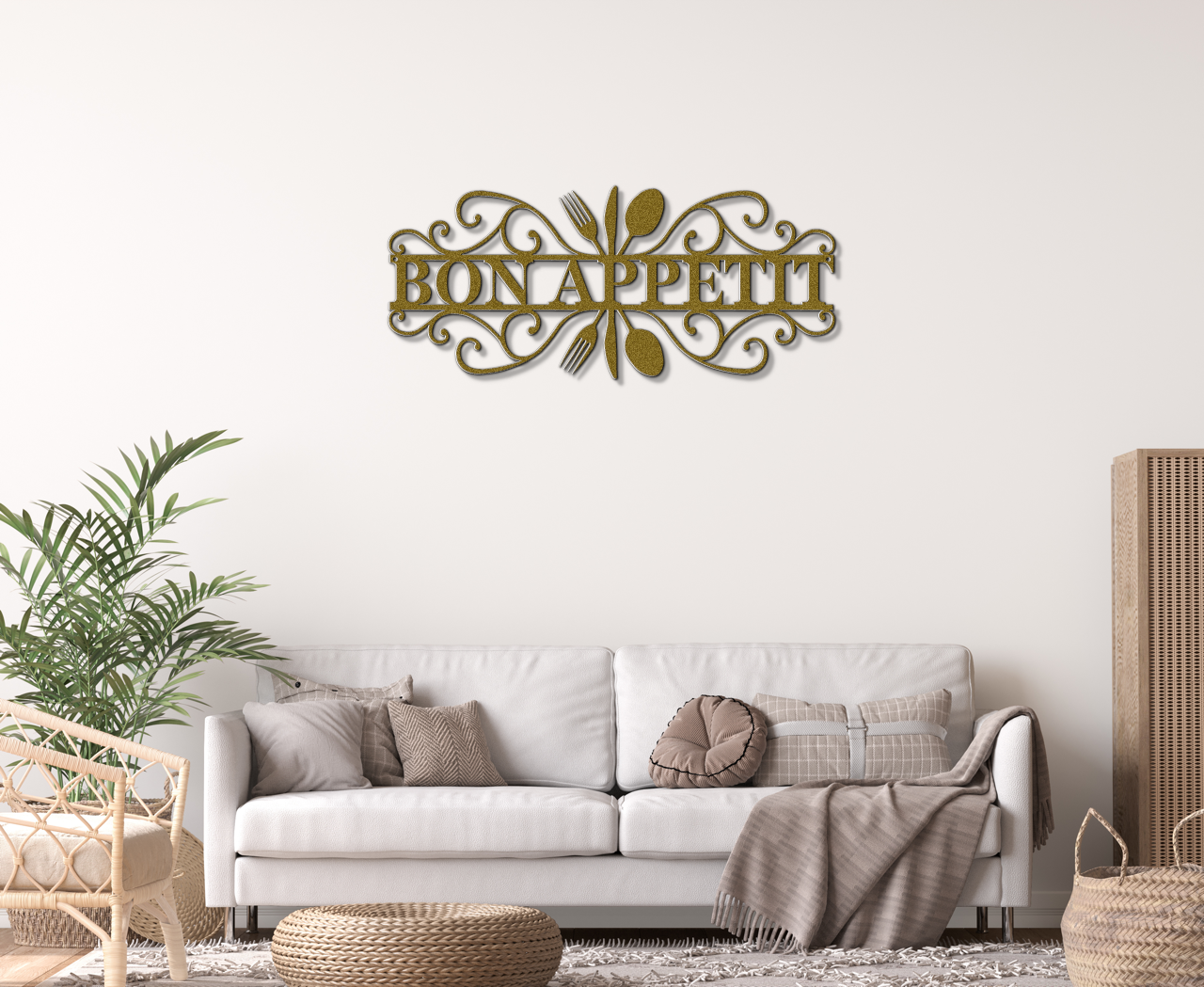 Bon Appetit Modern Metal Wall Sign for Kitchen |  Steel Home Decor | Powder Coated Wall Art for Dining Room or Kitchen Space