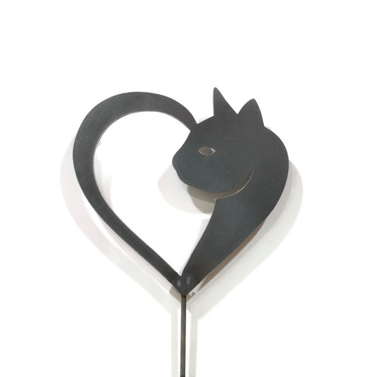 Cat in Heart Metal Yard, Garden Stake, Outdoor Decoration, Pet Memorial