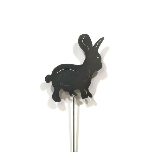 Cute Bunny Rust Metal Garden Stake, Yard Decor