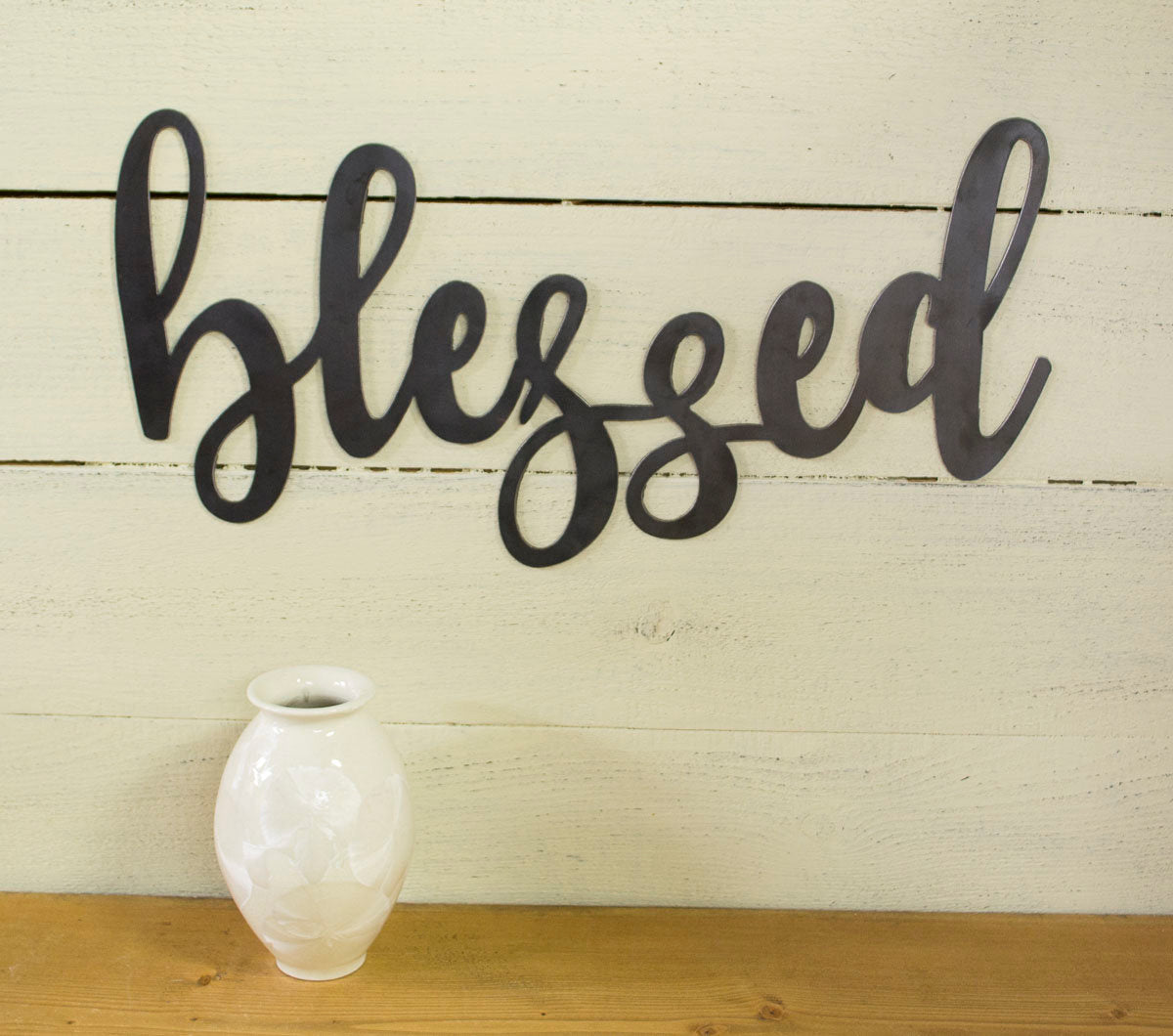 Blessed Metal Sign, Farmhouse Decor, Rustic Raw Metal Word Wall Art, Kitchen,  Housewarming Gift