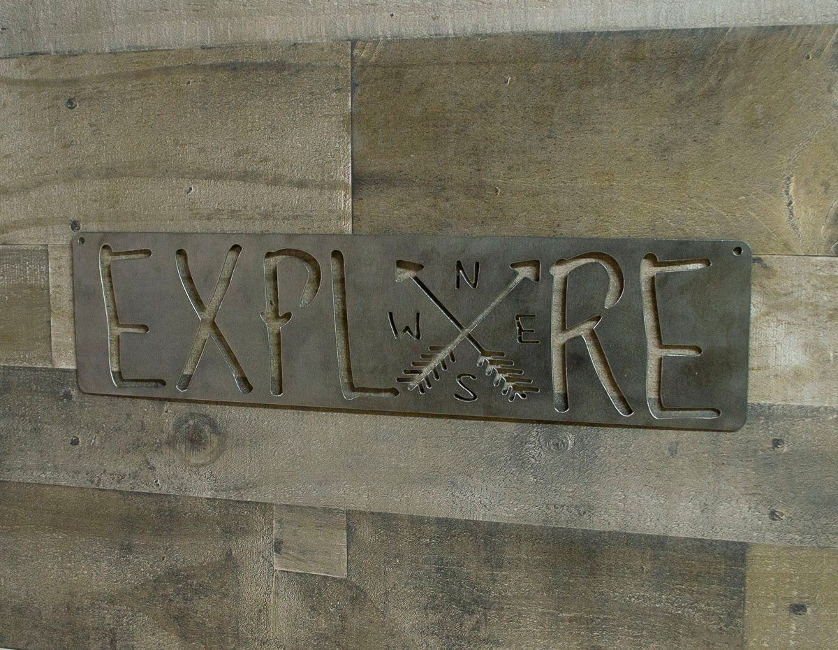 Explore Metal Sign, Industrial Decor, Hiking, Cabin, Lodge Decor
