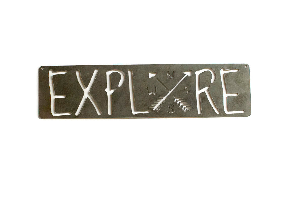Explore Metal Sign, Industrial Decor, Hiking, Cabin, Lodge Decor